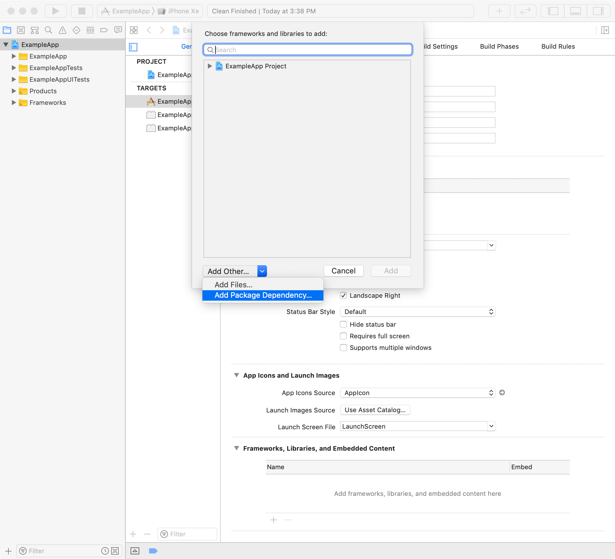 截屏中显示了用于添加内容到"frameworks, libraries