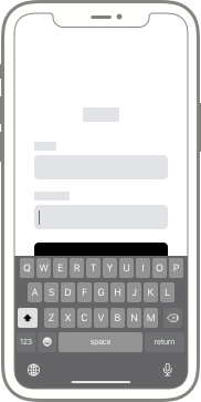 A diagram of an app layout on iPhone, showing the keyboard covering part of a button.