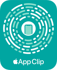 An App Clip Code that uses the badge design with the App Clip logo.