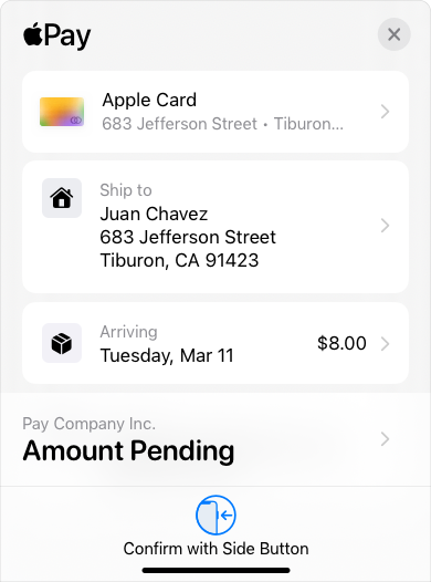 Screenshot of an in-app payment sheet for a variable subscription, which includes "Amount Pending".