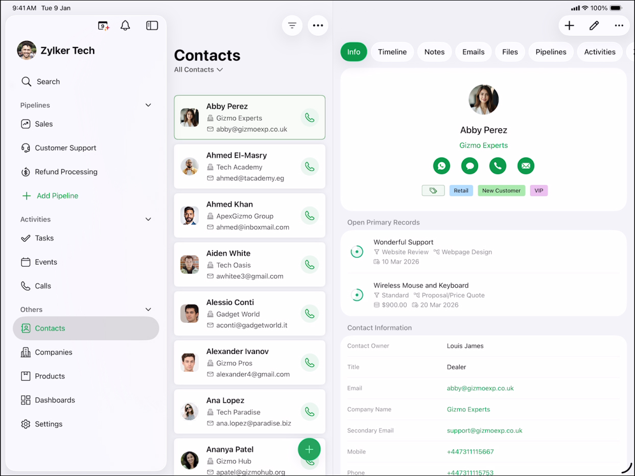 iPadでのCRMアプリBigin（Liquid Glassデザイン）