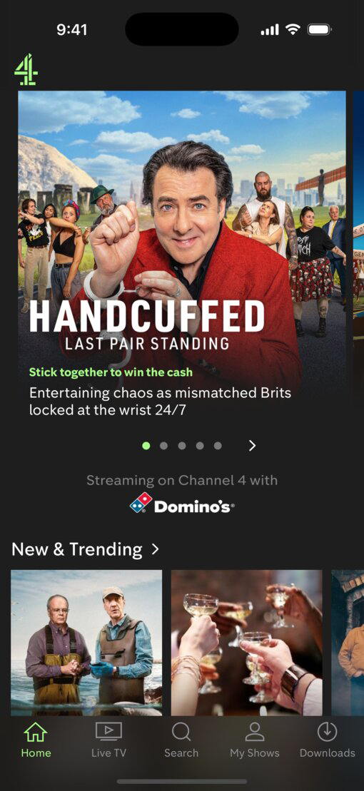 Channel 4アプリのインターフェイス（従来のデザイン）