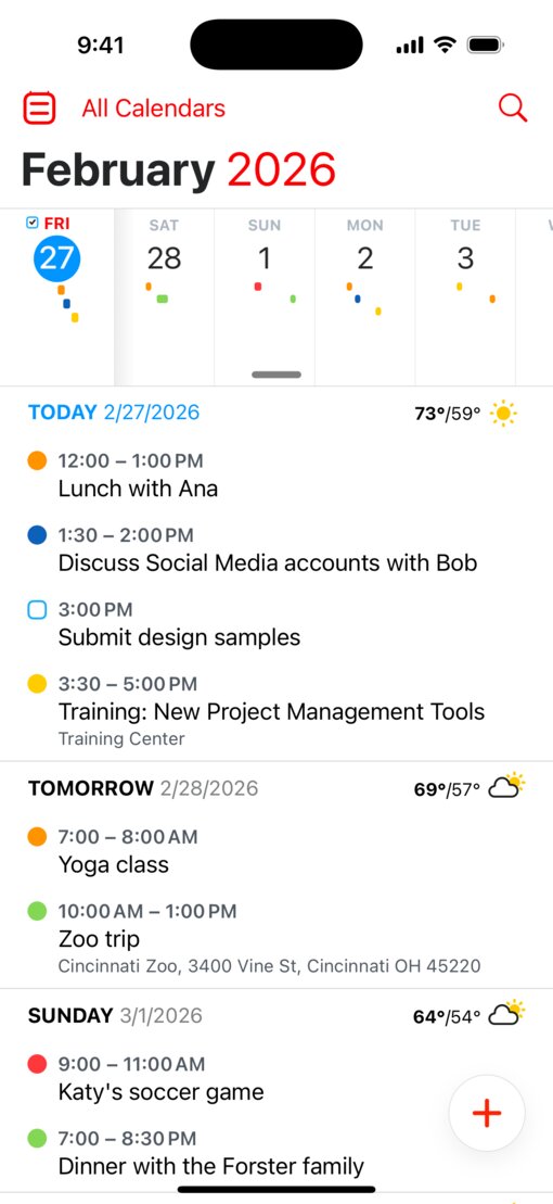 Fantasticalアプリのインターフェイス（従来のデザイン）