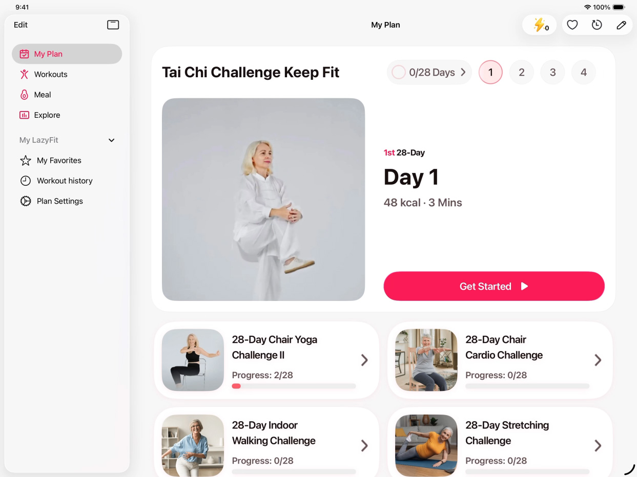 iPadでのLazyFitアプリ（フローティングタブバーにLiquid Glassを活用）