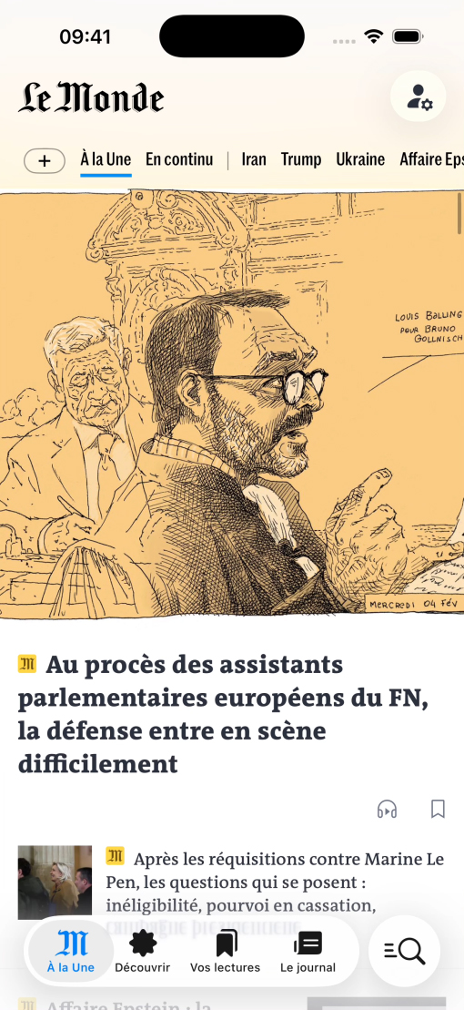 Le Mondeアプリ（ナビゲーションにLiquid Glassを活用）