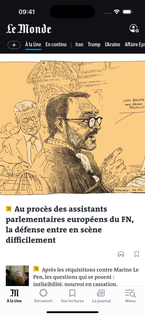 Le Mondeアプリのインターフェイス（従来のデザイン）