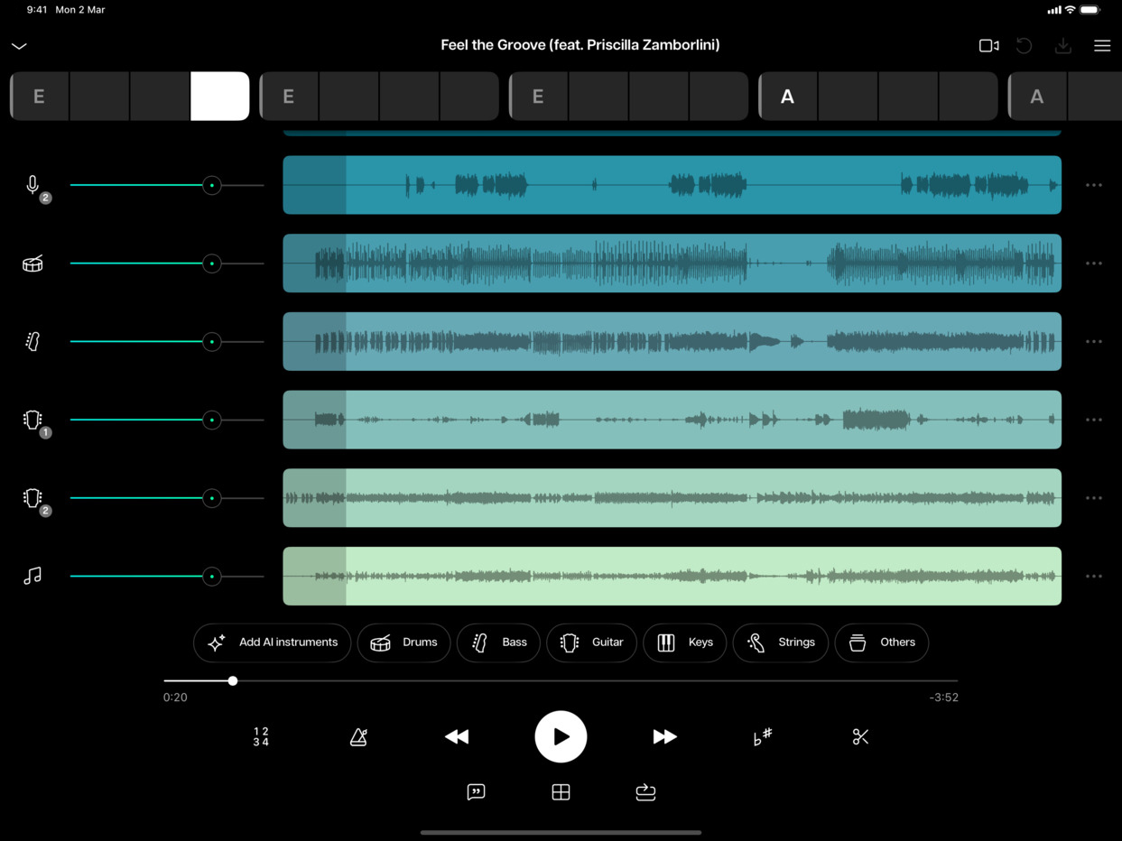 Moisesアプリのインターフェイス（従来のデザイン）