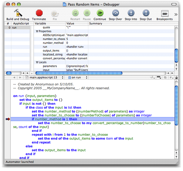 The AppleScript debugger