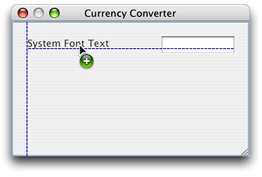 Positioning a label field for the exchange rate