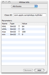 Specifying input parameters in the Info window