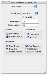 Setting up the Attributes pane for a list view