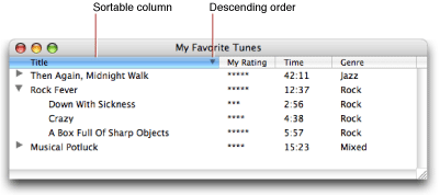 A sortable column