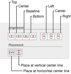 Alignment controls in the size pane of the inspector