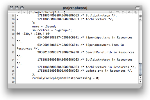 Identifying differences between two revisions of a file