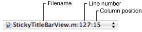 Line numbers and column positions in the File History menu