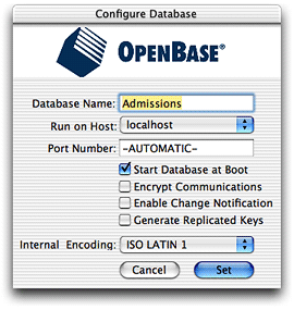 Configuring a new database