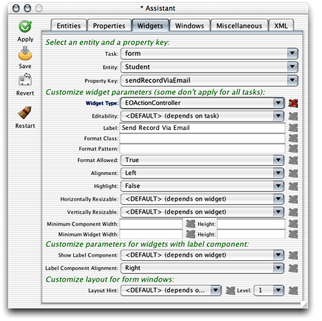 Change the widget type of the new property key