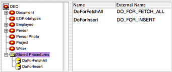 Map stored procedure in model to procedure in data source