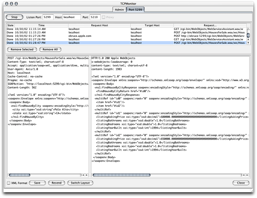 TCPMonitor window